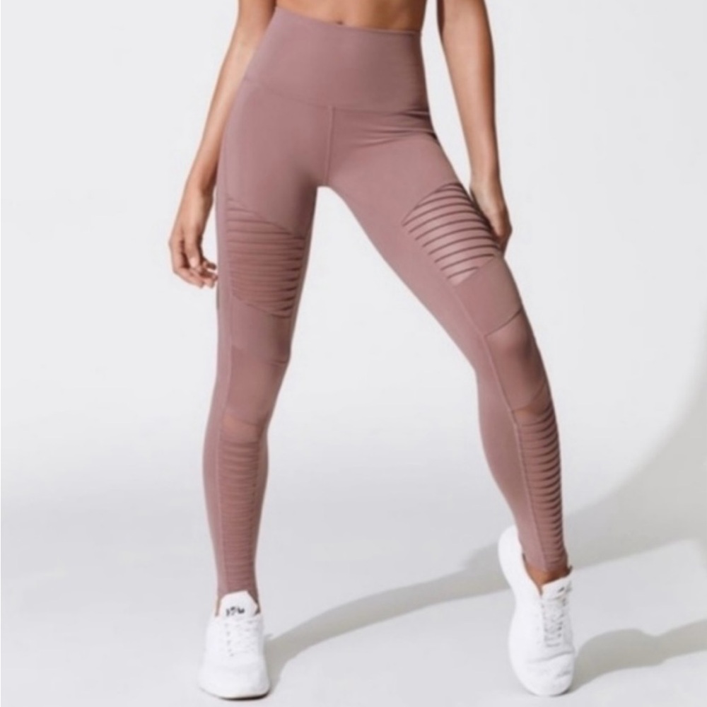 ALO Yoga Mauve Sculpt High-Waist Ribbed Leggings